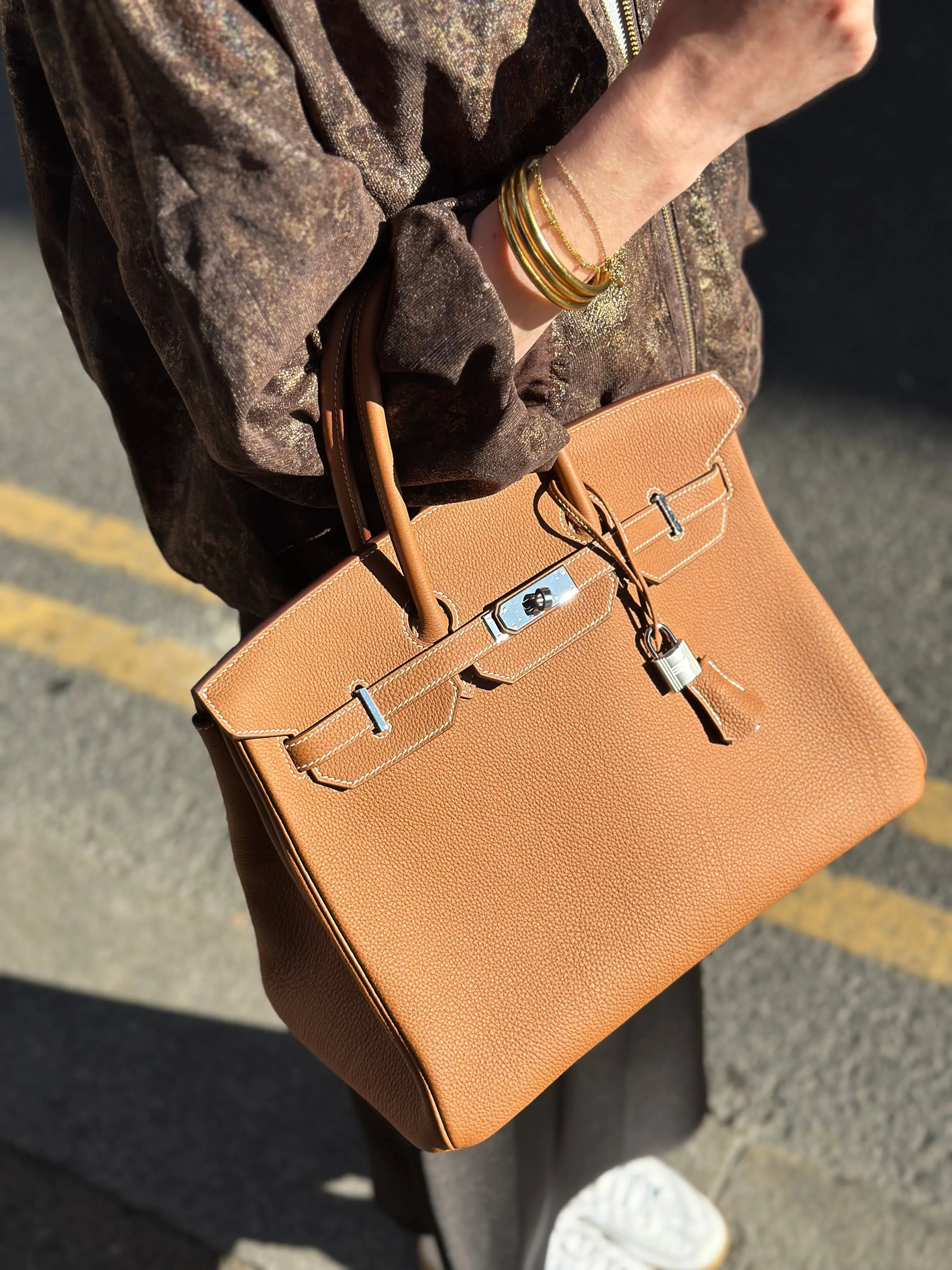 Herm??s Golden Brown Togo Leather Birkin 35