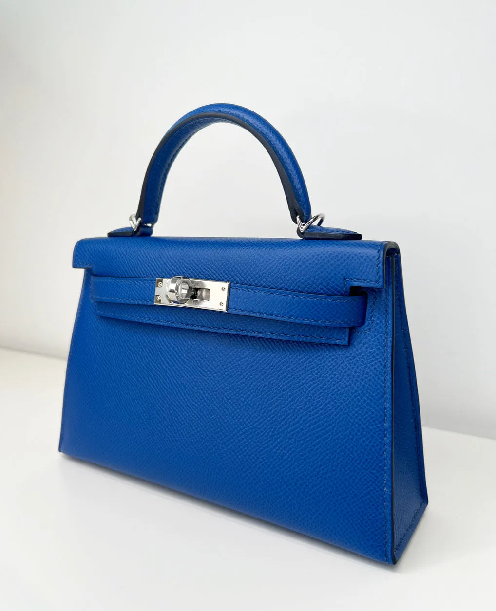 Herm??s Kelly 20 Bleu de France Epsom Palladium Hardware