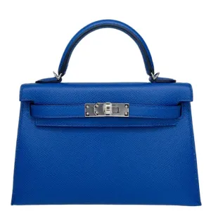 Herm??s Kelly 20 Bleu de France Epsom Palladium Hardware