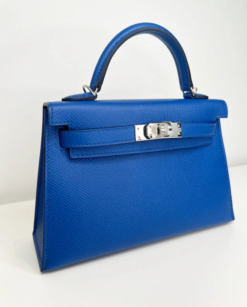 Herm??s Kelly 20 Bleu de France Epsom Palladium Hardware