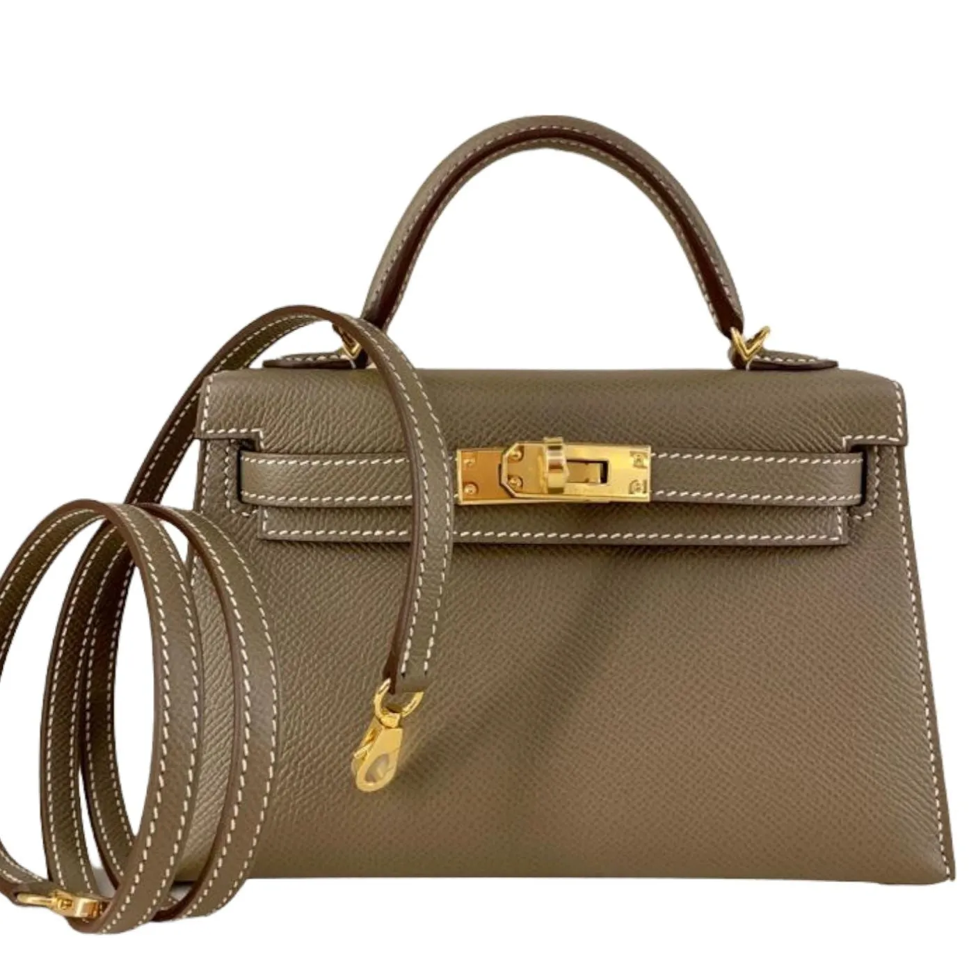 Herm??s Kelly 20 Etoupe Epsom Gold Hardware