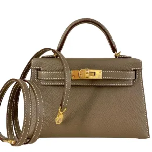 Herm??s Kelly 20 Etoupe Epsom Gold Hardware
