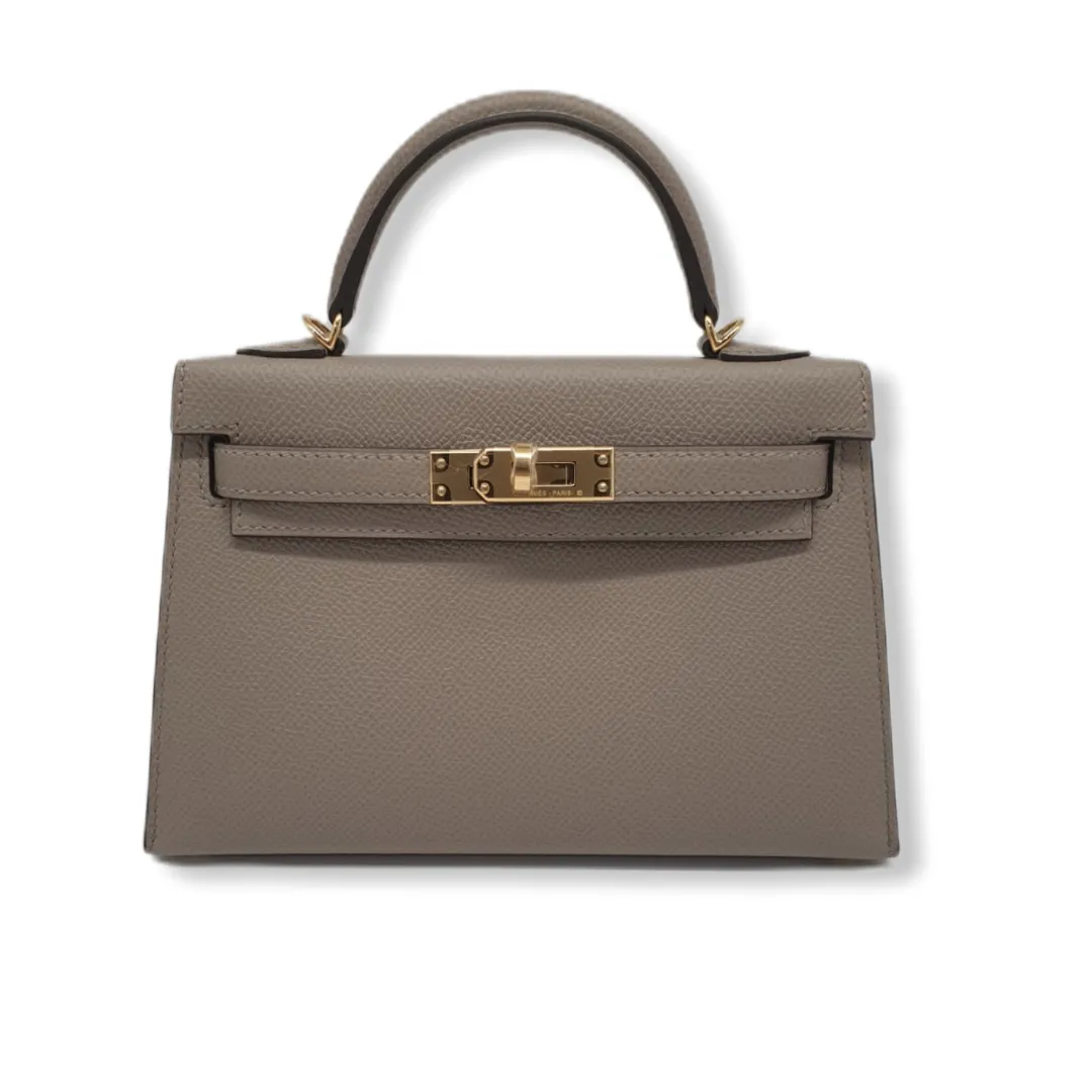 Herm??s Kelly 20 Etoupe Epsom Gold Hardware