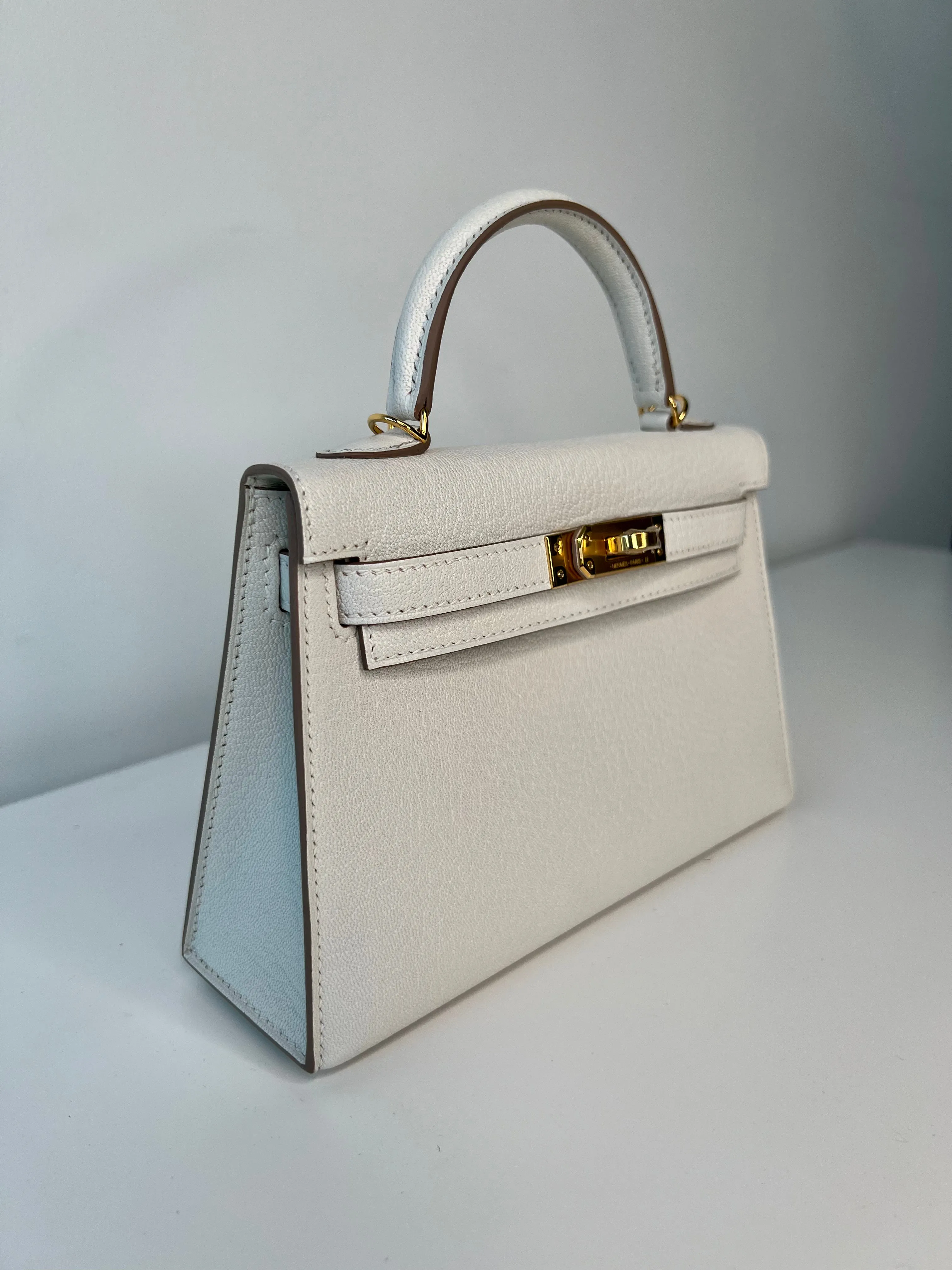 Herm??s Kelly 20 Mushroom Chevre Gold Hardware