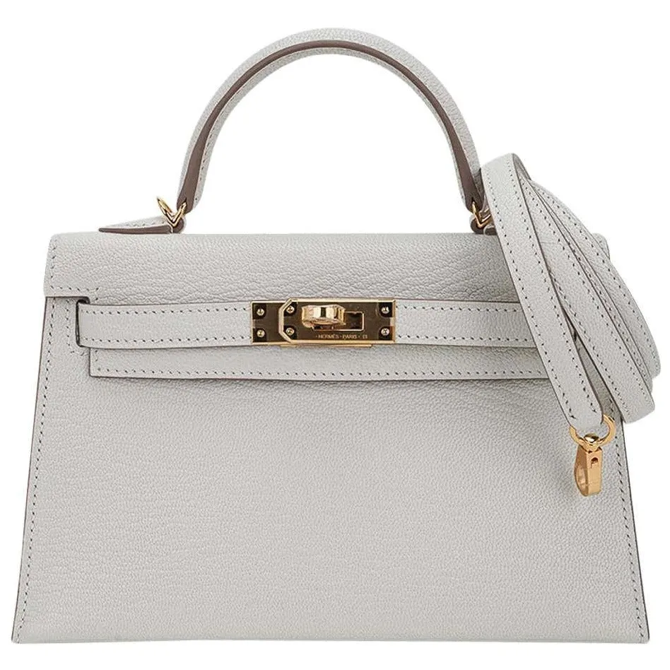 Herm??s Kelly 20 Mushroom Chevre Gold Hardware