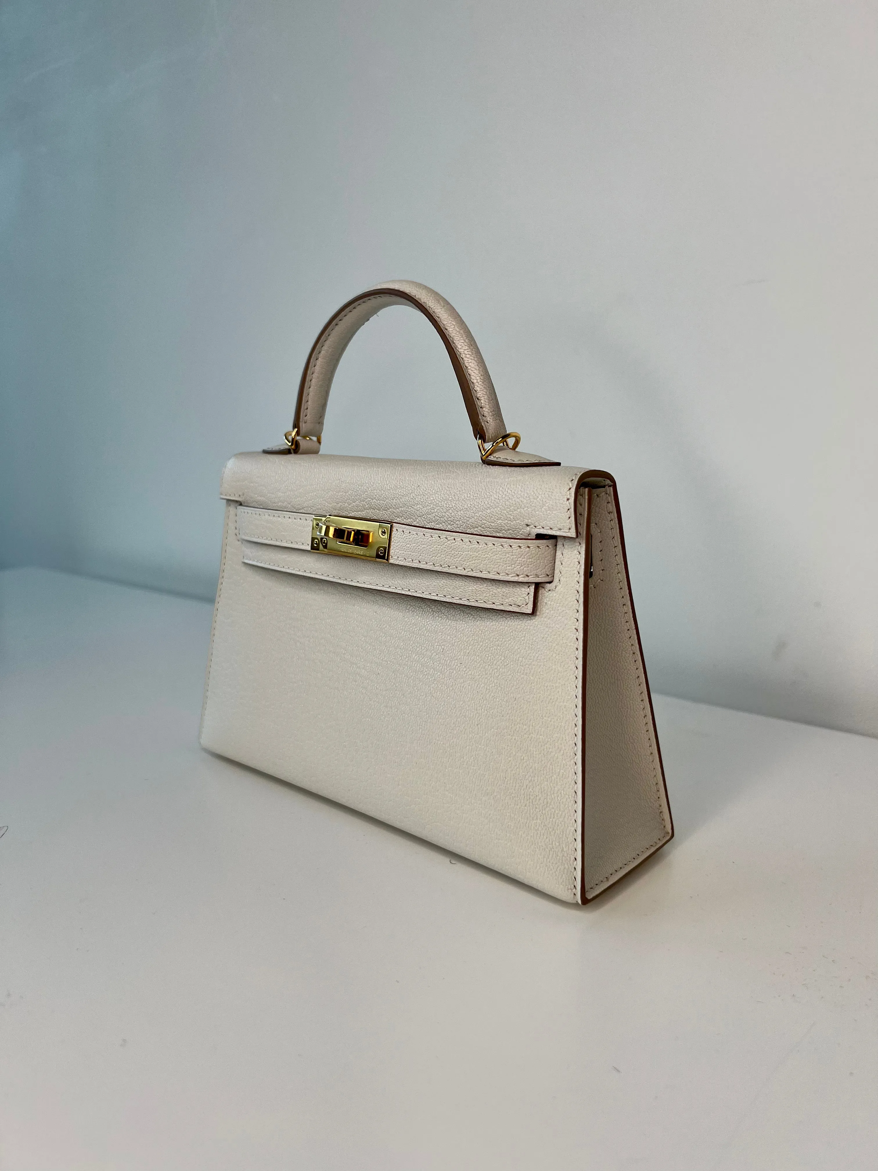 Herm??s Kelly 20 Mushroom Chevre Gold Hardware