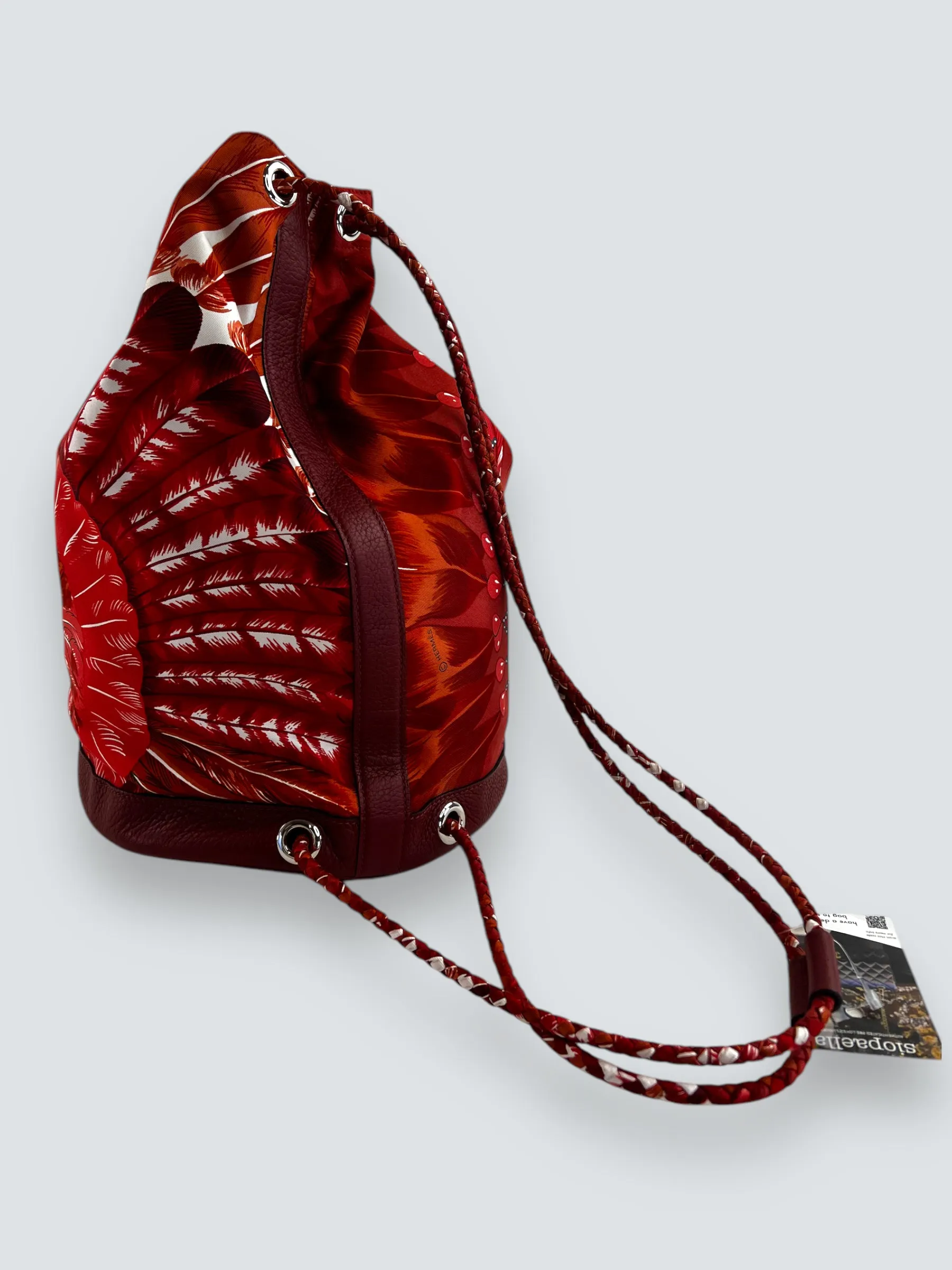 Herm??s Multi Colour Silk & Leather "Soie Cool" Backpack
