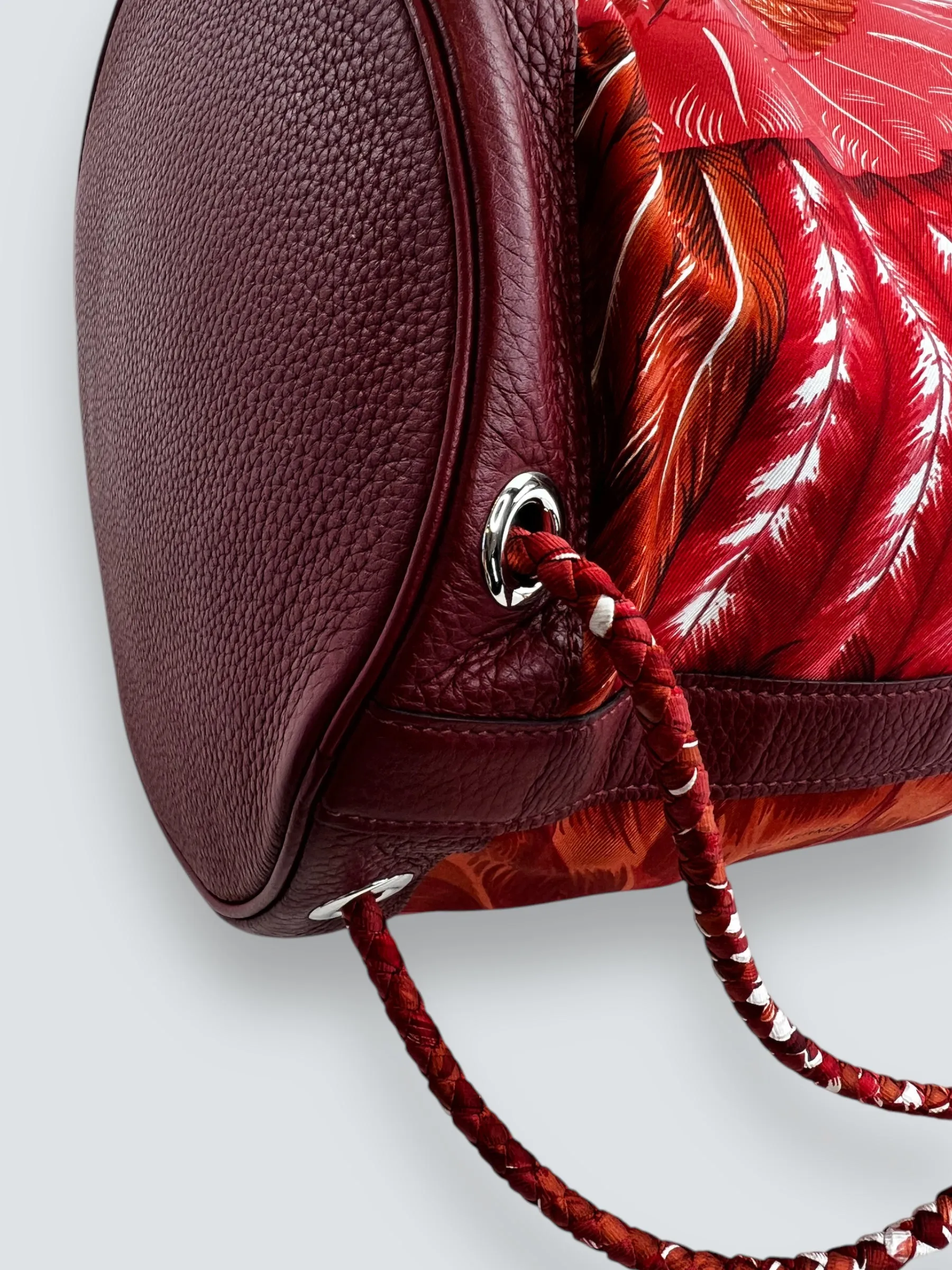 Herm??s Multi Colour Silk & Leather "Soie Cool" Backpack