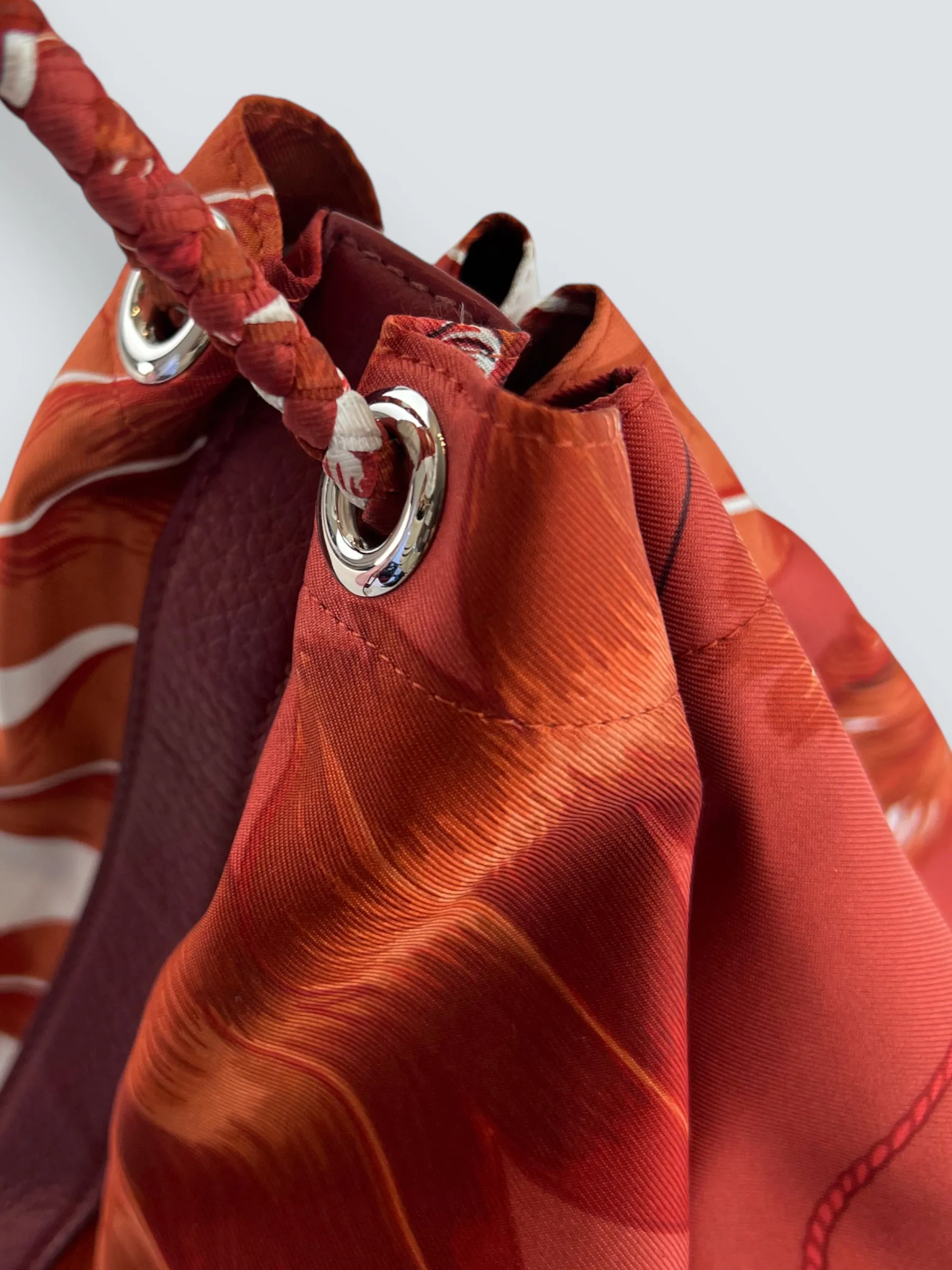 Herm??s Multi Colour Silk & Leather "Soie Cool" Backpack