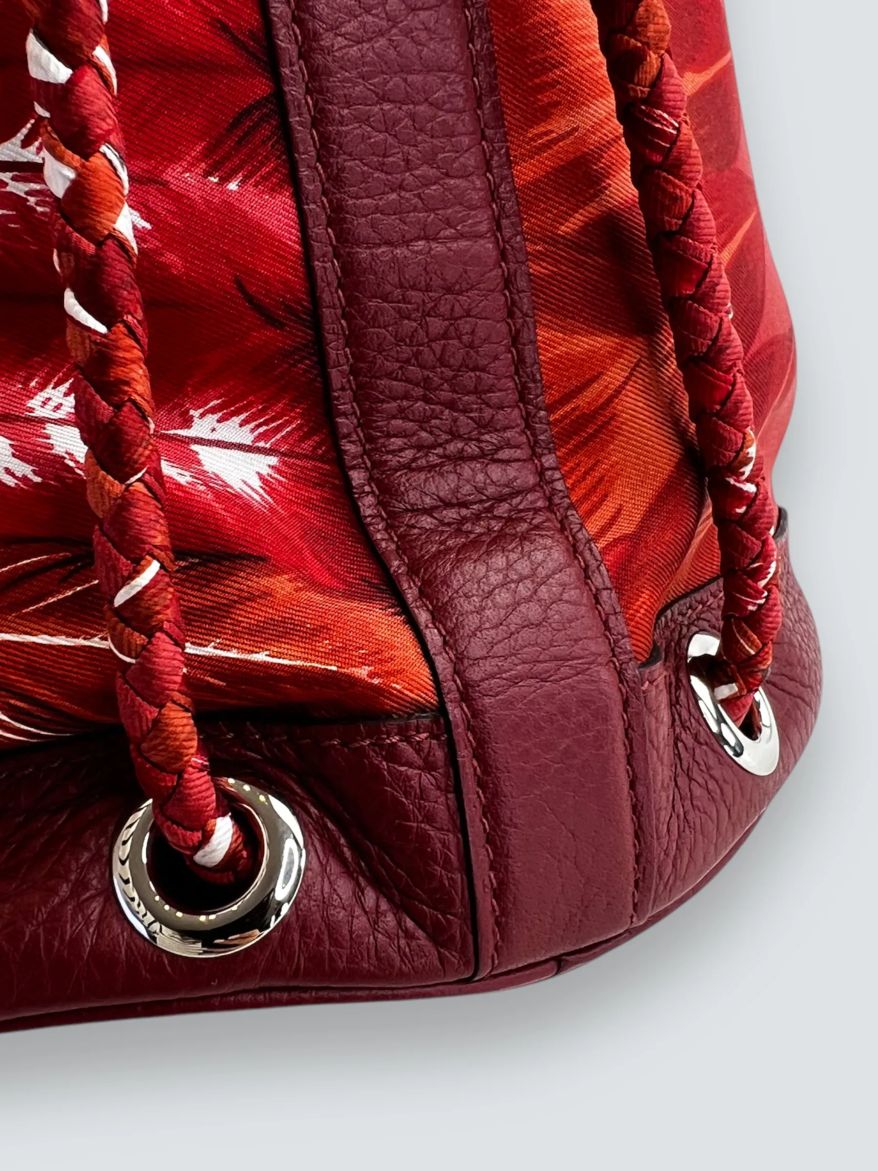 Herm??s Multi Colour Silk & Leather "Soie Cool" Backpack