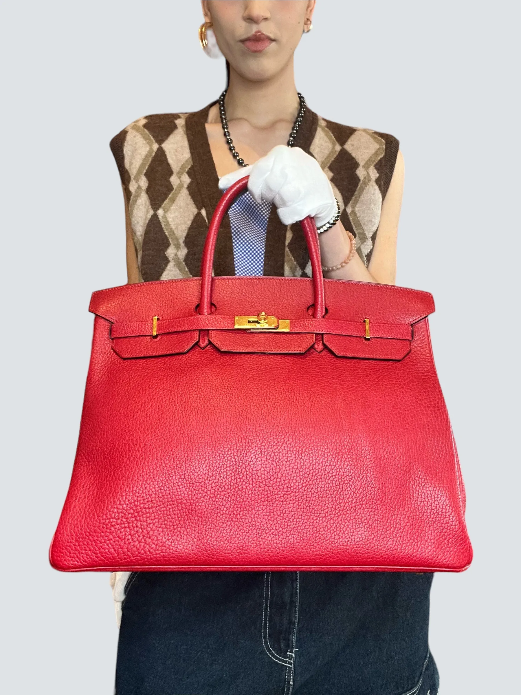 Herm??s Red Togo Leather Birkin 40