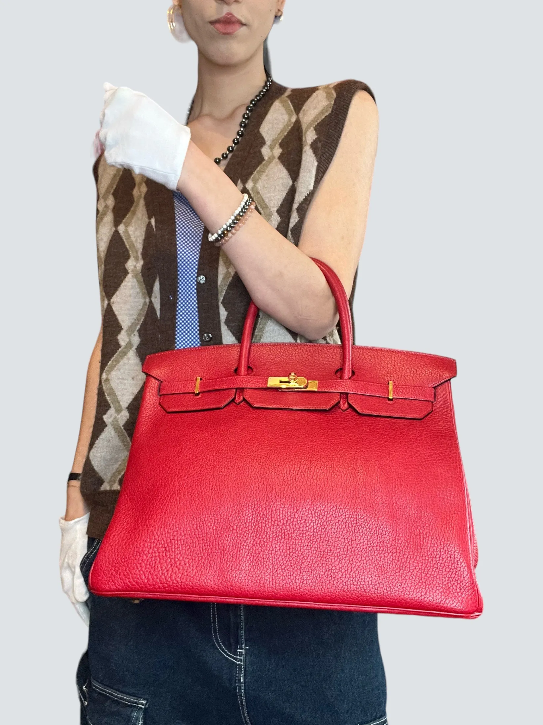 Herm??s Red Togo Leather Birkin 40