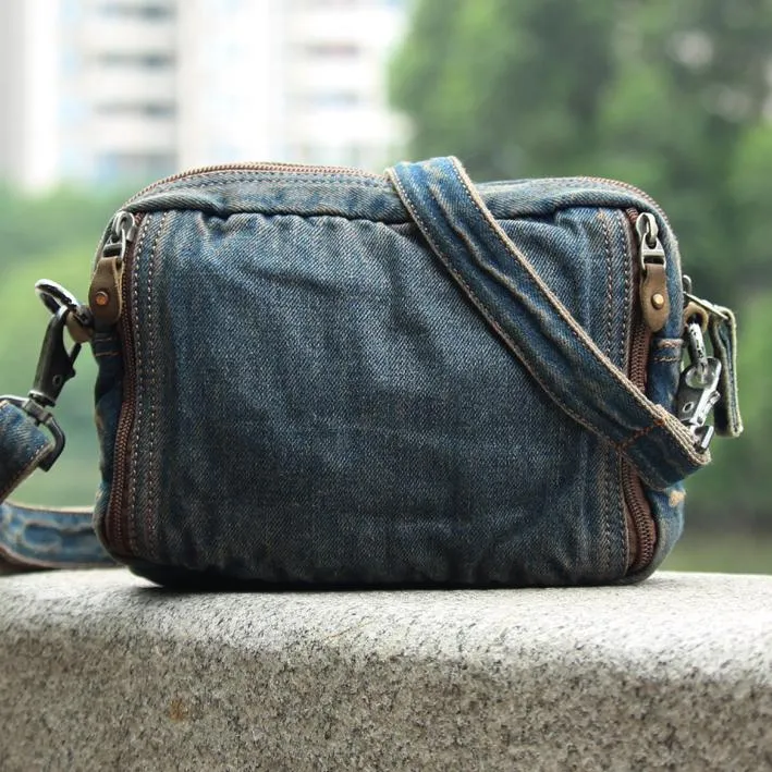 Jean Denim Blue Mens Small Fanny Pack Waist Bag Blue Hip Bag Bum Bag For Men