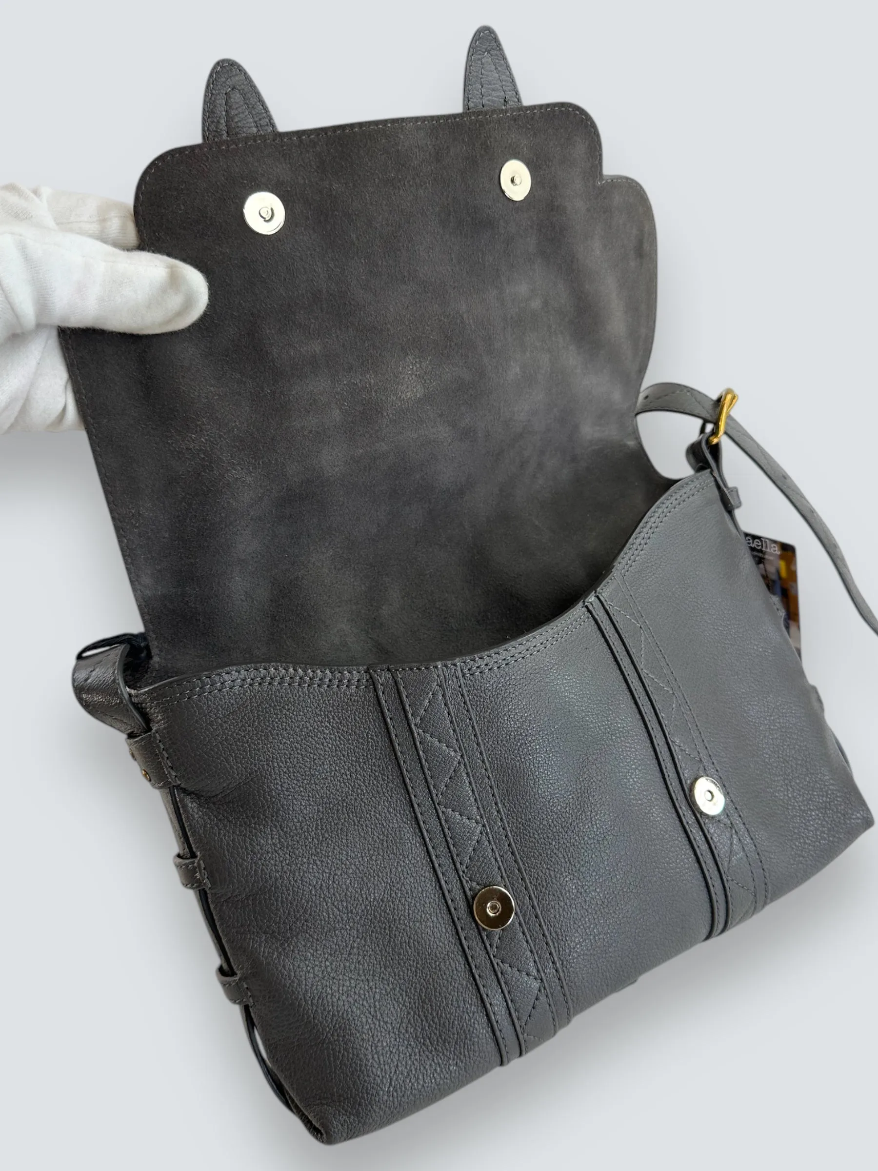 Jerome Dreyfuss Grey Leather Joe Shoulder  Handbag