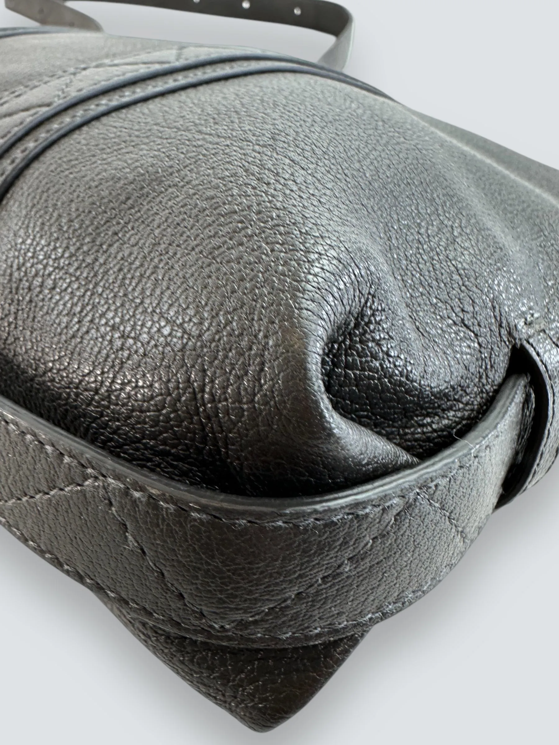 Jerome Dreyfuss Grey Leather Joe Shoulder  Handbag