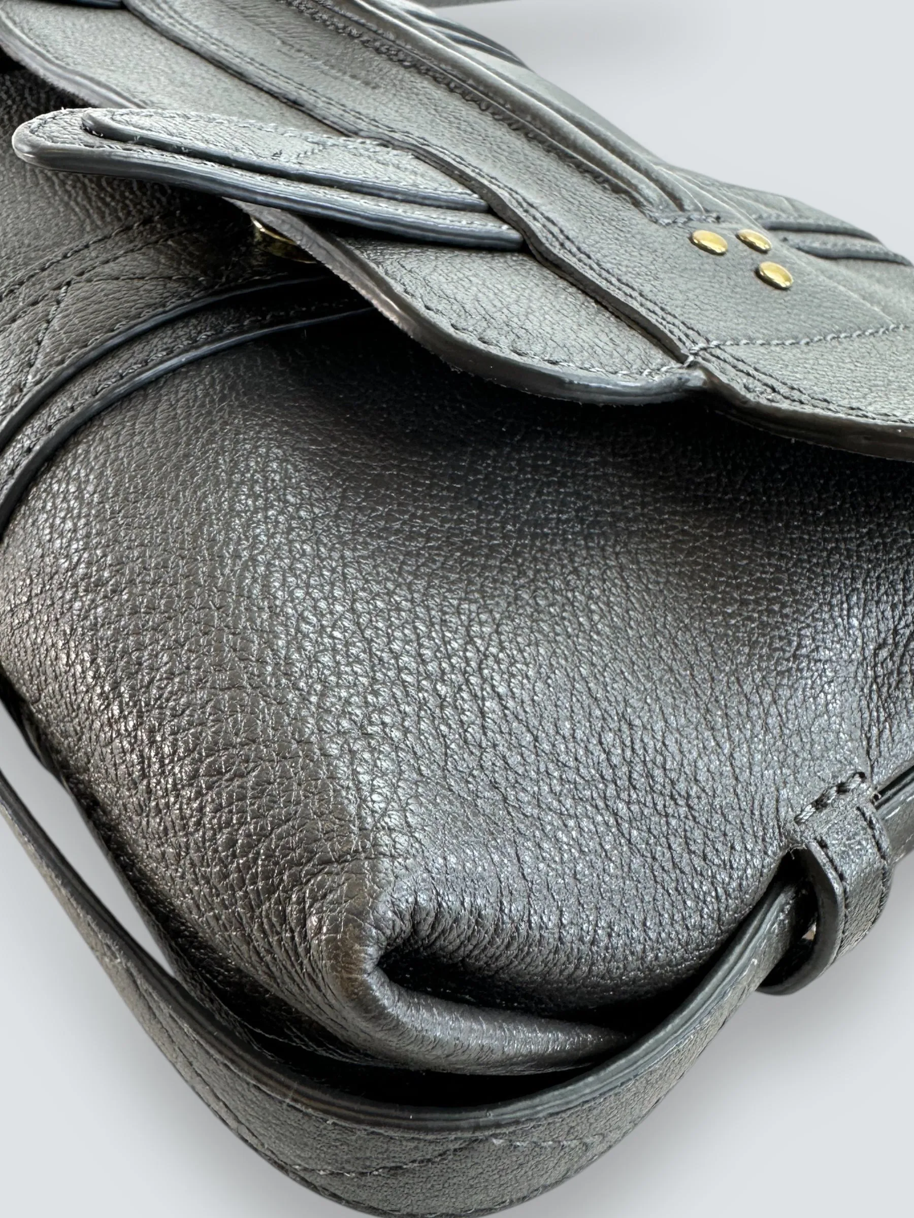 Jerome Dreyfuss Grey Leather Joe Shoulder  Handbag