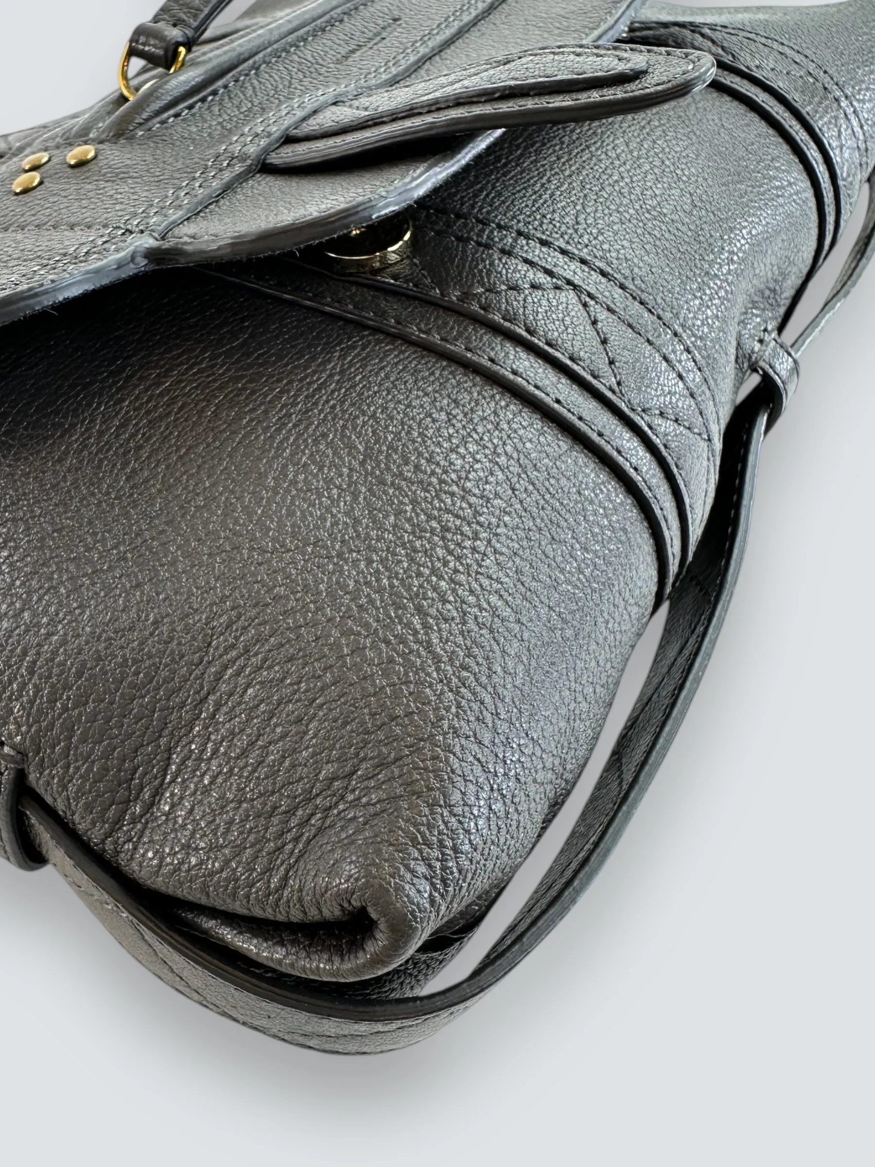 Jerome Dreyfuss Grey Leather Joe Shoulder  Handbag
