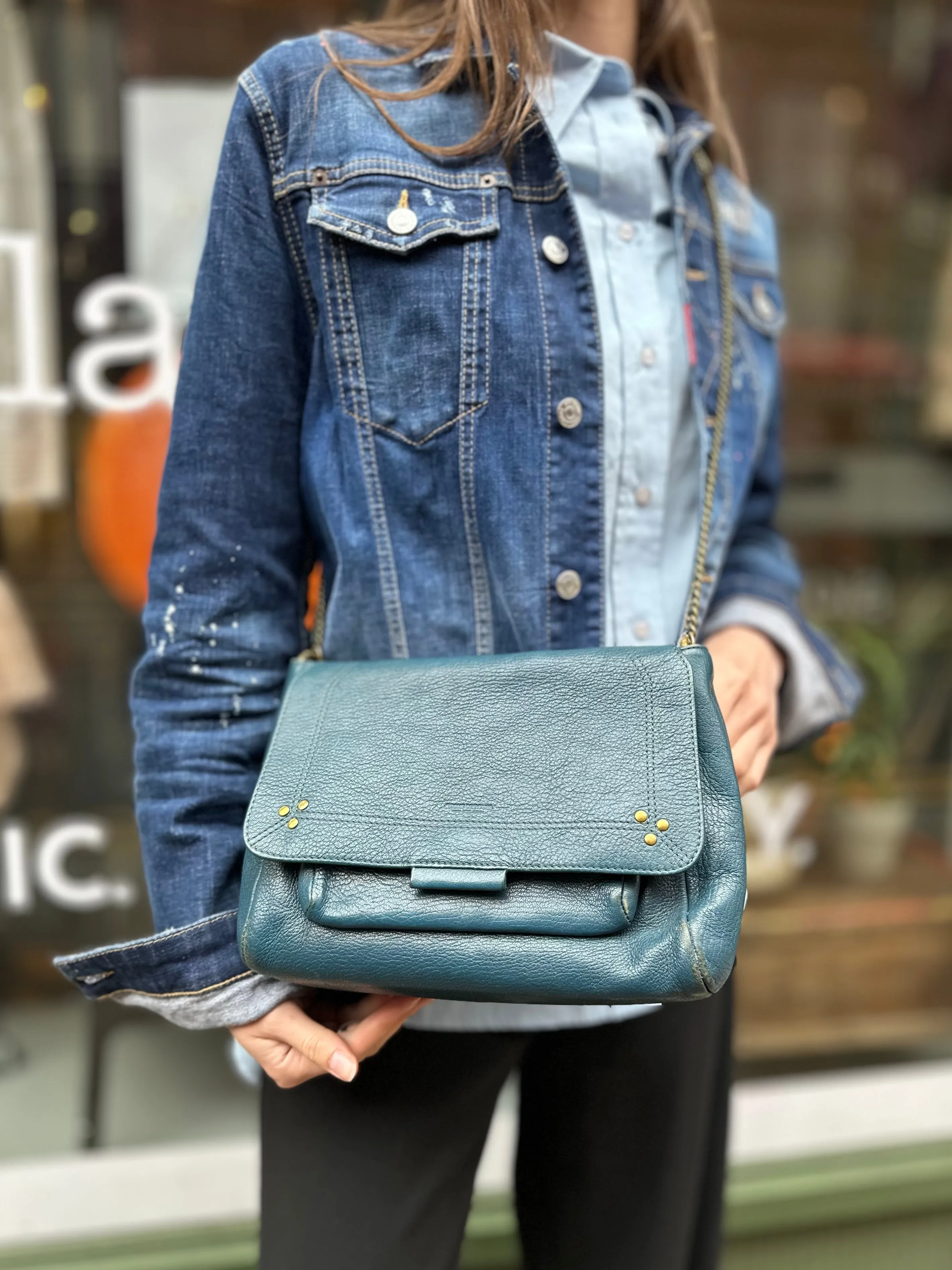 Jerome Dreyfuss Navy LuLu M Leather Crossbody Handbag