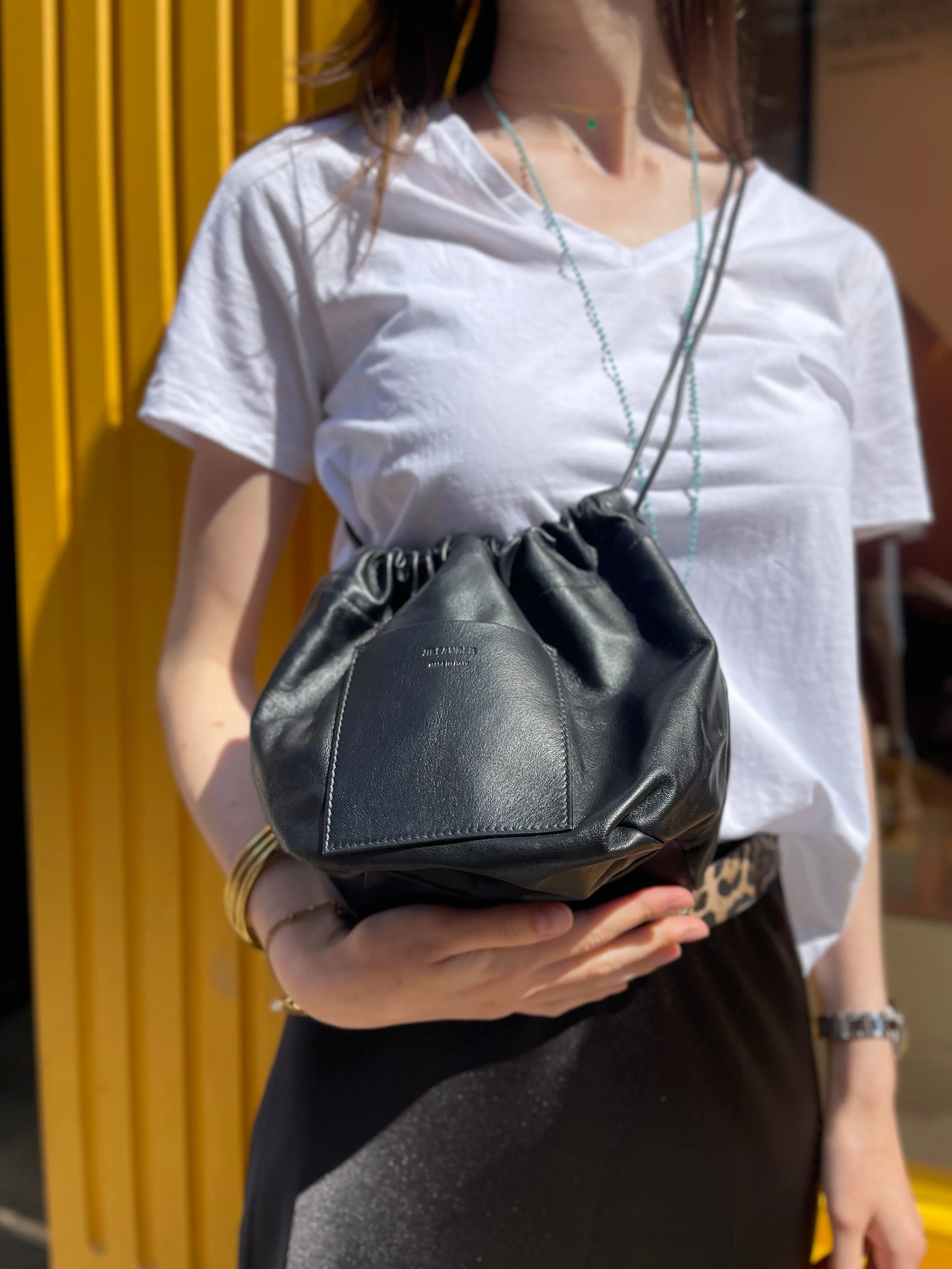 Jill Sander Black Leather Bucket Bag
