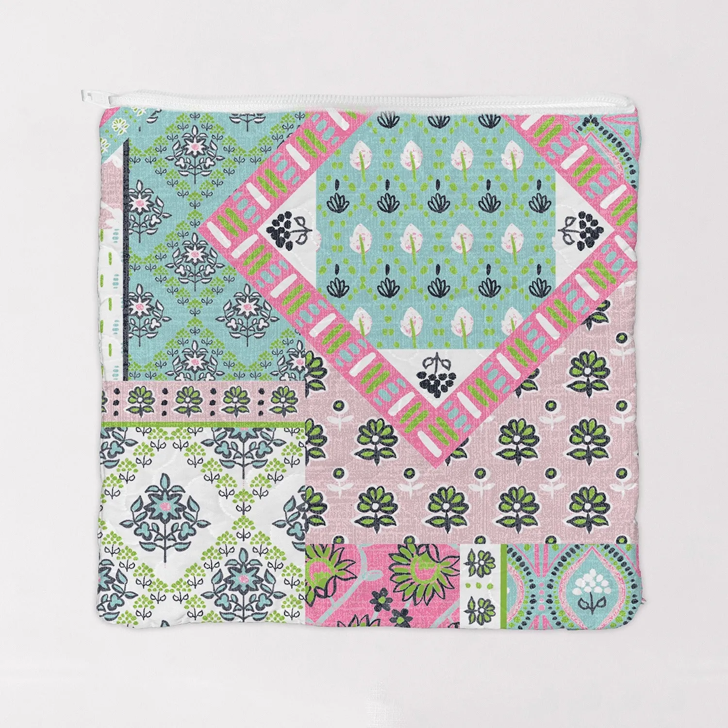 Laramie Patchwork Green Quilted Large Makeup Bag