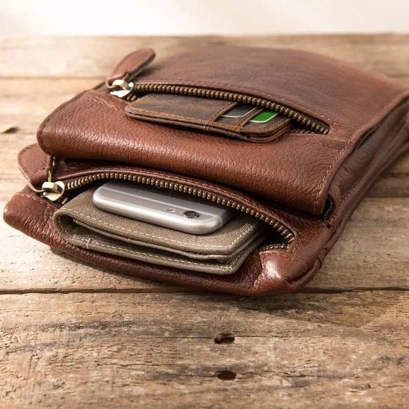 Leather Belt Pouch Belt Cases Mens Waist Bag Shoulder Bag for Men