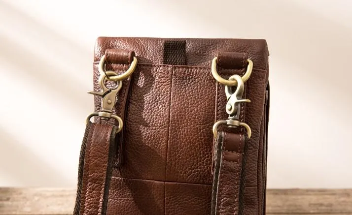 Leather Belt Pouch Belt Cases Mens Waist Bag Shoulder Bag for Men