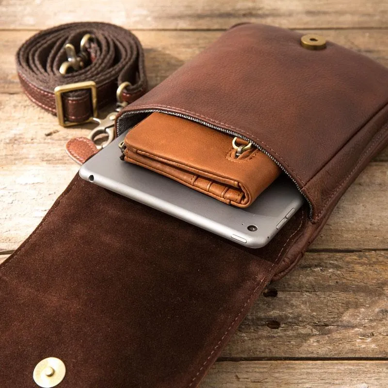 Leather Belt Pouch Belt Cases Mens Waist Bag Shoulder Bag for Men