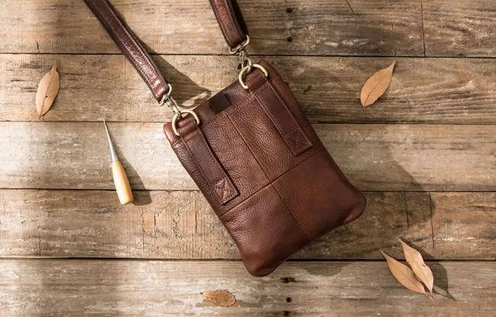 Leather Belt Pouch Belt Cases Mens Waist Bag Shoulder Bag for Men