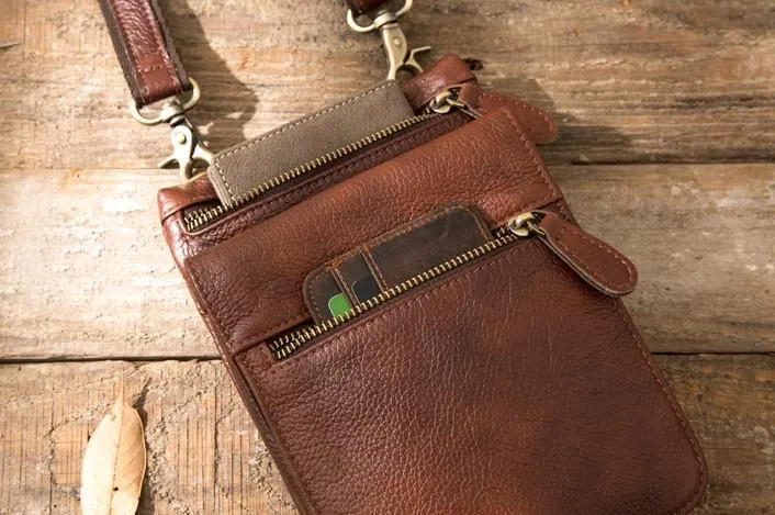 Leather Belt Pouch Belt Cases Mens Waist Bag Shoulder Bag for Men