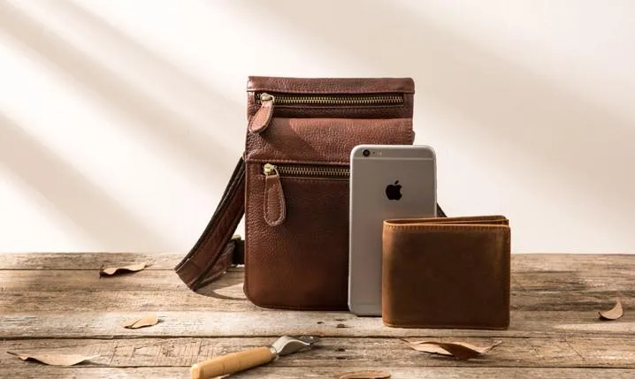 Leather Belt Pouch Belt Cases Mens Waist Bag Shoulder Bag for Men