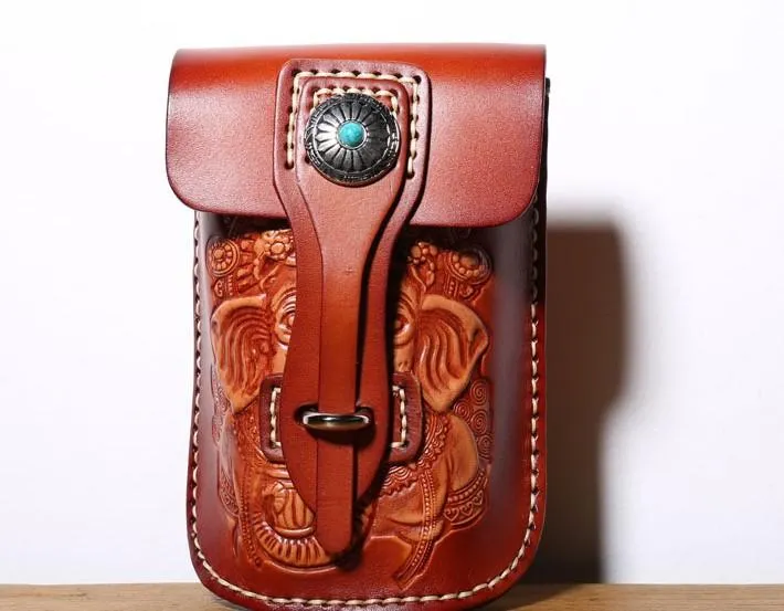Leather Belt Pouch Mens Small Cases Waist Bag Hip Pack Belt Bag Fanny Pack Bumbag for Men