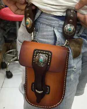 Leather Belt Pouch Mens Small Cases Waist Bag Hip Pack Belt Bag Fanny Pack Bumbag for Men