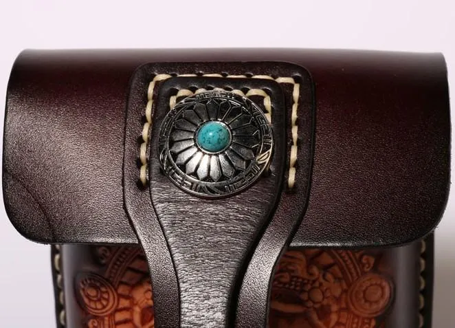 Leather Belt Pouch Mens Small Cases Waist Bag Hip Pack Belt Bag Fanny Pack Bumbag for Men