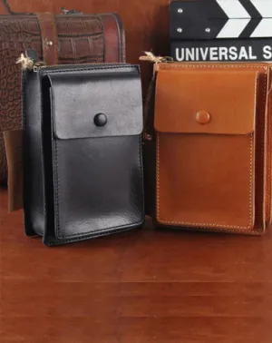Leather Belt Pouch Mens Small Cases Waist Bag Hip Pack Belt Bag Fanny Pack Bumbag for Men