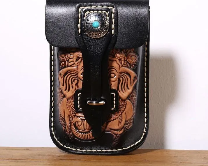 Leather Belt Pouch Mens Small Cases Waist Bag Hip Pack Belt Bag Fanny Pack Bumbag for Men