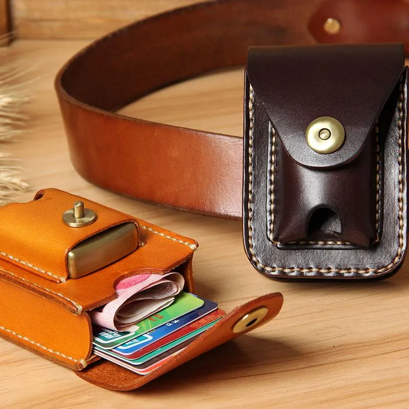 Leather Belt Pouch Mens Small Cases Waist Bag Hip Pack Belt Case for Men