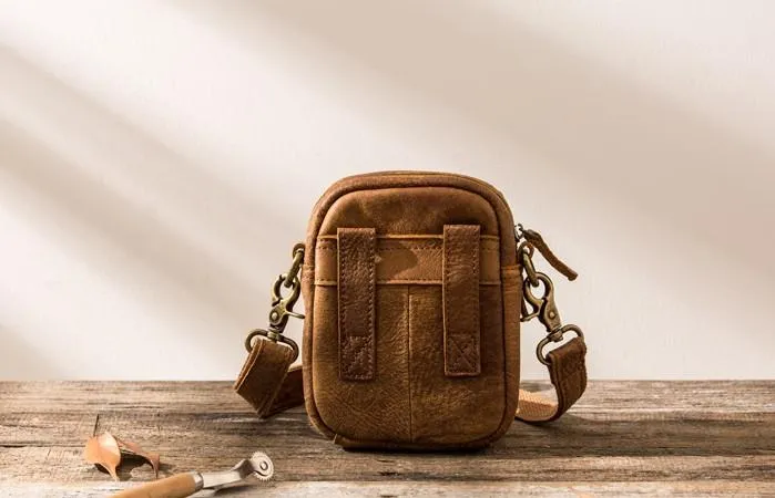 Leather Belt Pouch Phone Cases Mens Waist Bag Shoulder Bag for Men