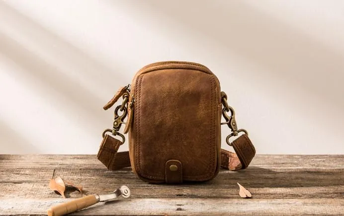 Leather Belt Pouch Phone Cases Mens Waist Bag Shoulder Bag for Men