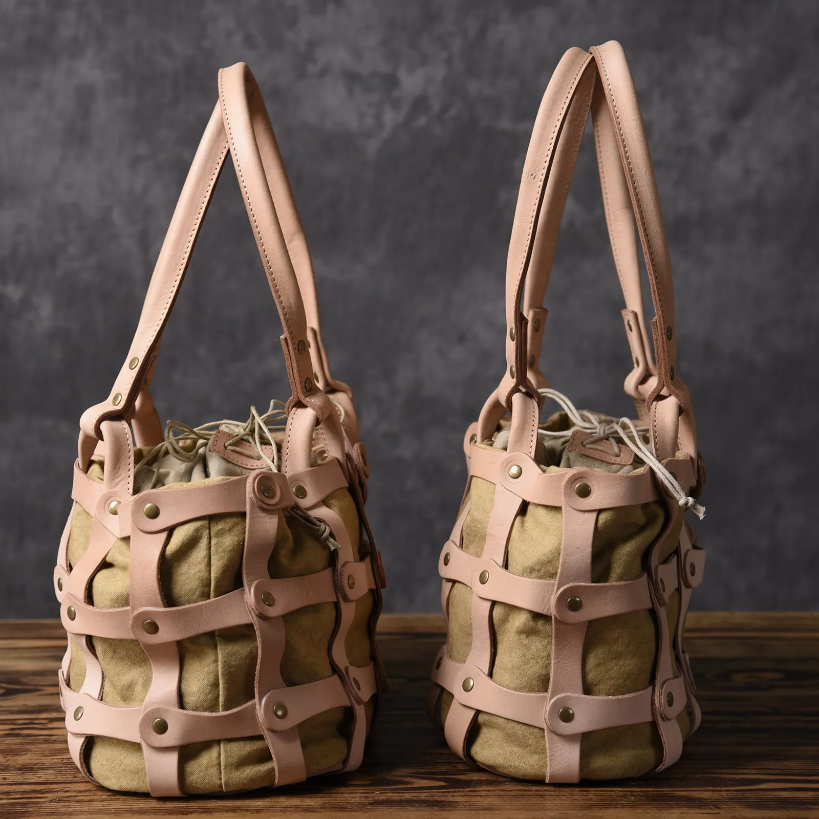 Leather Canvas Women Bucket Bag Shopper Bag Shoulder Bag For Women