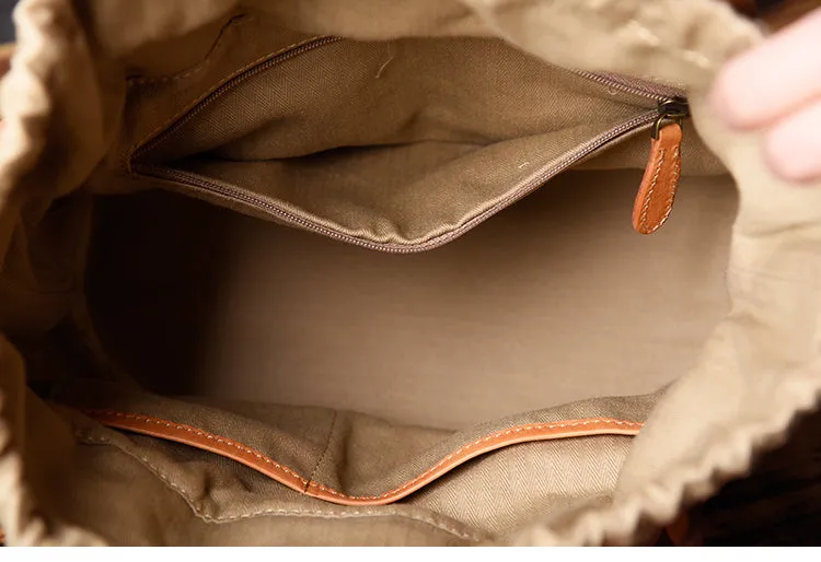 Leather Canvas Women Bucket Bag Shopper Bag Shoulder Bag For Women