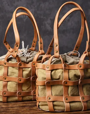 Leather Canvas Women Bucket Bag Shopper Bag Shoulder Bag For Women
