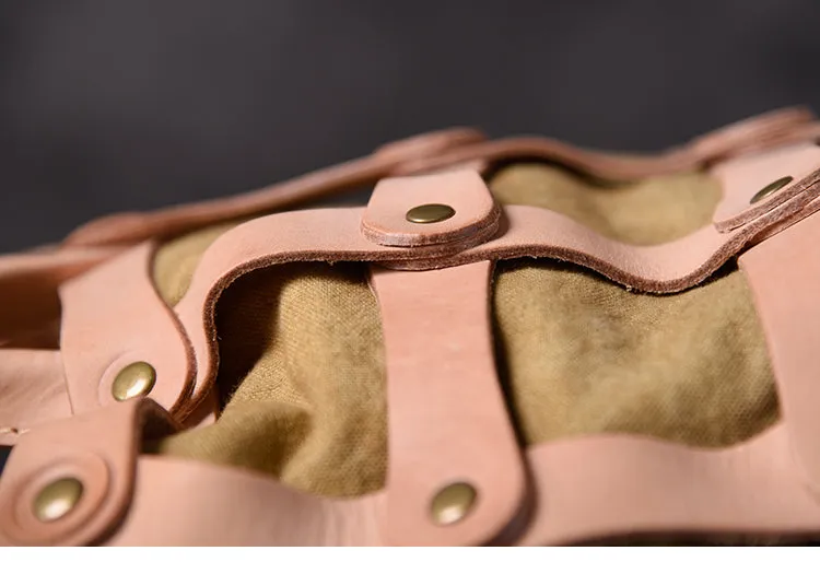 Leather Canvas Women Bucket Bag Shopper Bag Shoulder Bag For Women