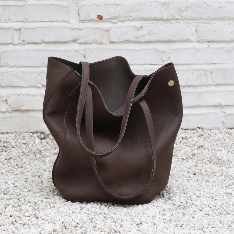 LEATHER Large WOMENs Bucket Tote Bag Work Tote Purses FOR WOMEN