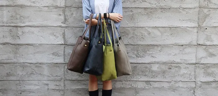 LEATHER Large WOMENs Bucket Tote Bag Work Tote Purses FOR WOMEN