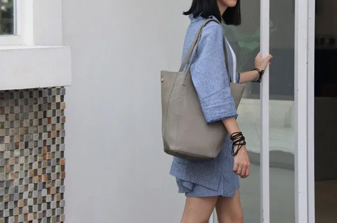 LEATHER Large WOMENs Bucket Tote Bag Work Tote Purses FOR WOMEN