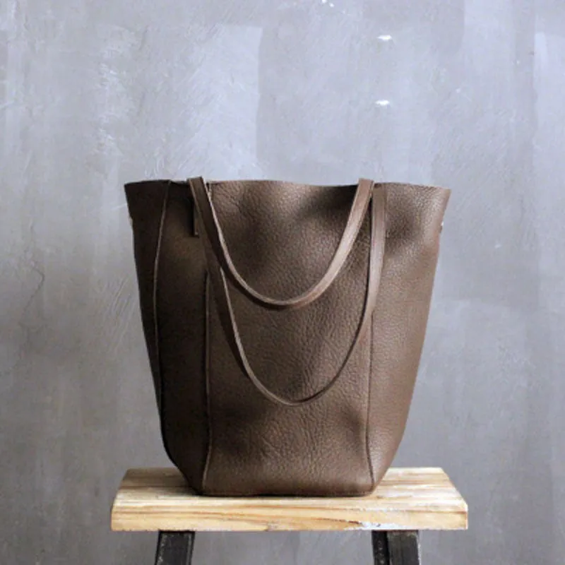 LEATHER Large WOMENs Bucket Tote Bag Work Tote Purses FOR WOMEN