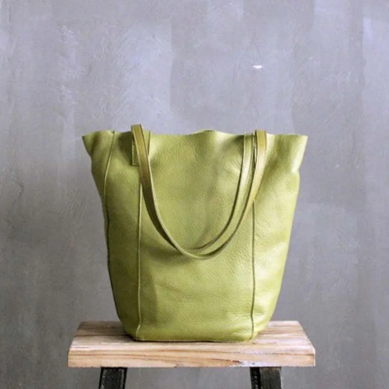 LEATHER Large WOMENs Bucket Tote Bag Work Tote Purses FOR WOMEN