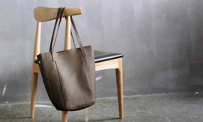 LEATHER Large WOMENs Bucket Tote Bag Work Tote Purses FOR WOMEN