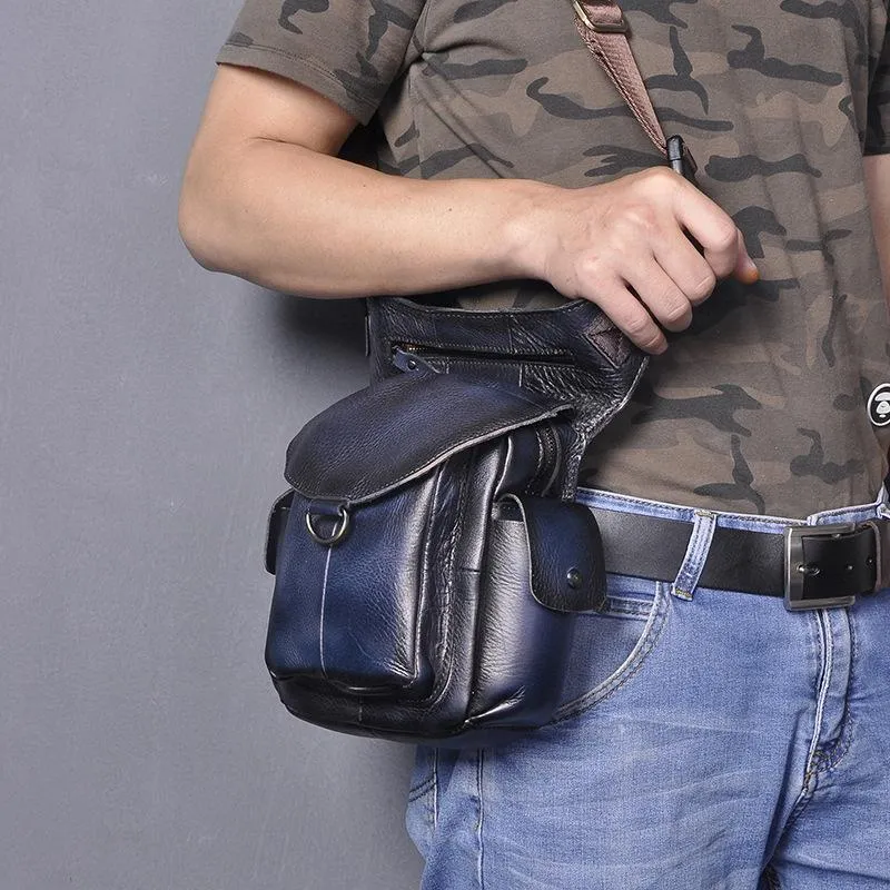 Leather Men Belt Pouch Thigh Bag Drop Leg Bag Biker Waist Purse Side Belt Bag for Men