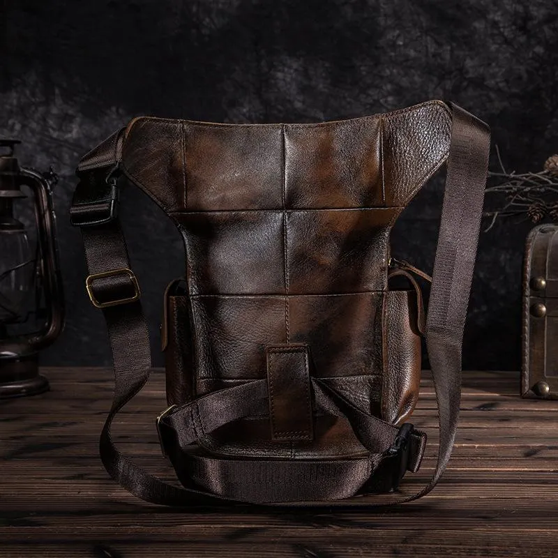 Leather Men Belt Pouch Thigh Bag Drop Leg Bag Biker Waist Purse Side Belt Bag for Men